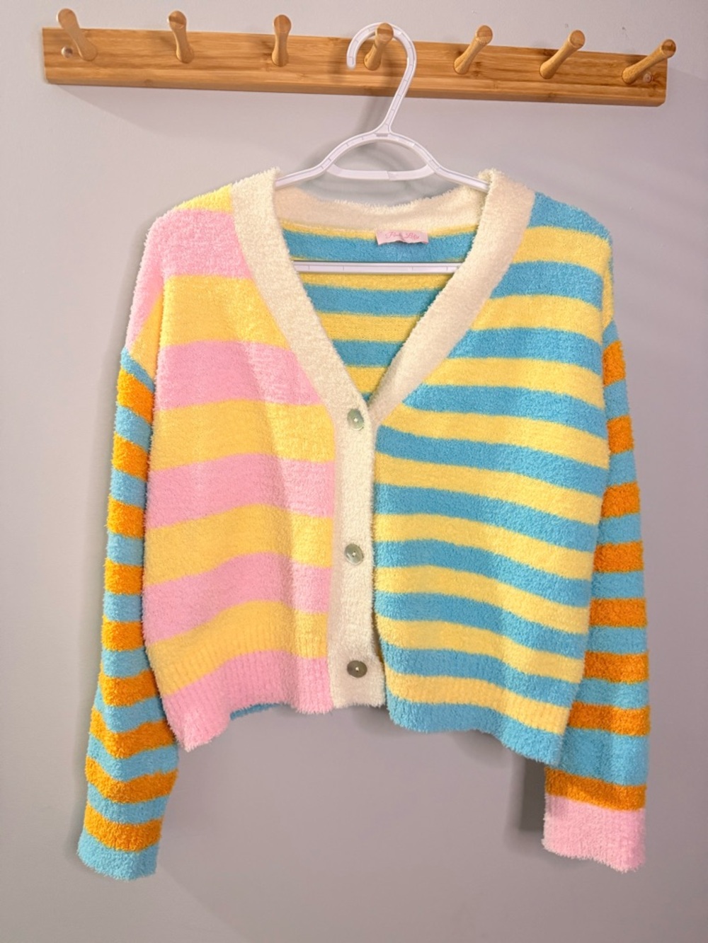 Cozy Multicolor Stripe V-Neck Cardigan Sweater